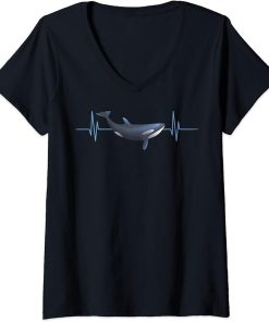 Womens Orca Heartbeat Killer Whale Sea Animal Marine Biologist V-Neck T-Shirt