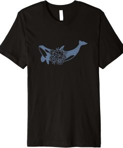 Boho Floral Cute Orca Killer Whale Flower Ocean Nature Lover Premium T-Shirt