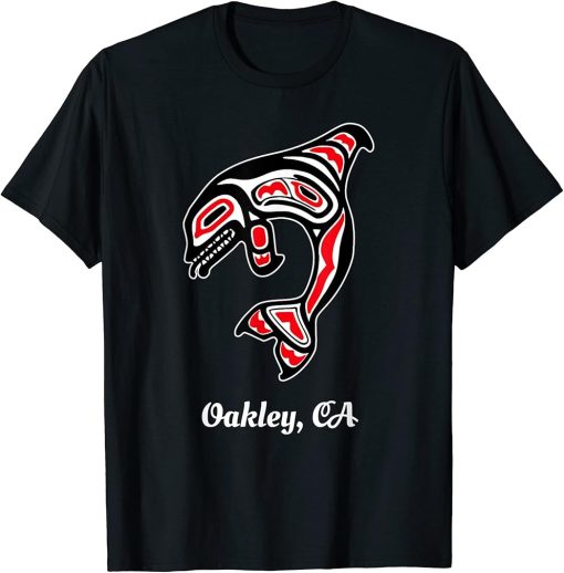 Native American Oakley CA Red Orca Killer Whale T-Shirt