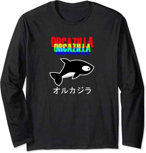 Orcazilla Funny orca whale fish design Long Sleeve T-Shirt