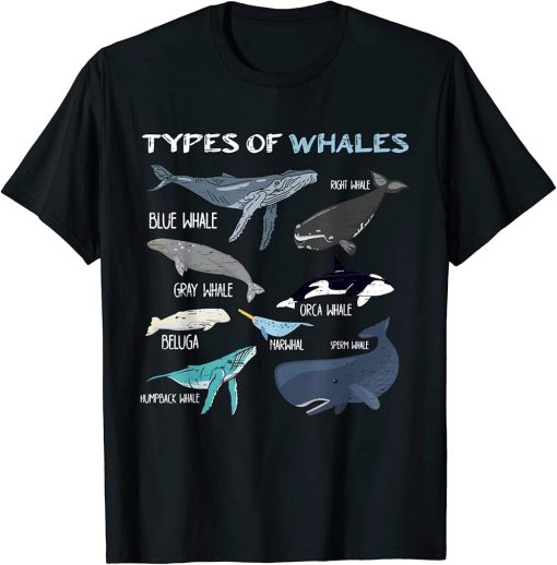 Types Of Whales - Orca Narwhal T-Shirt