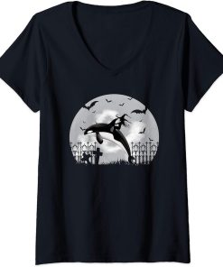 Womens Orca Killer Whale Moonlight Funny Halloween Costume V-Neck T-Shirt